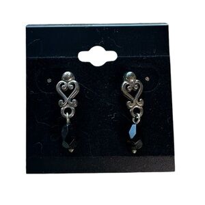 BRIGHTON DANGLE DROP EARRINGS SILVER BLACK ONYX